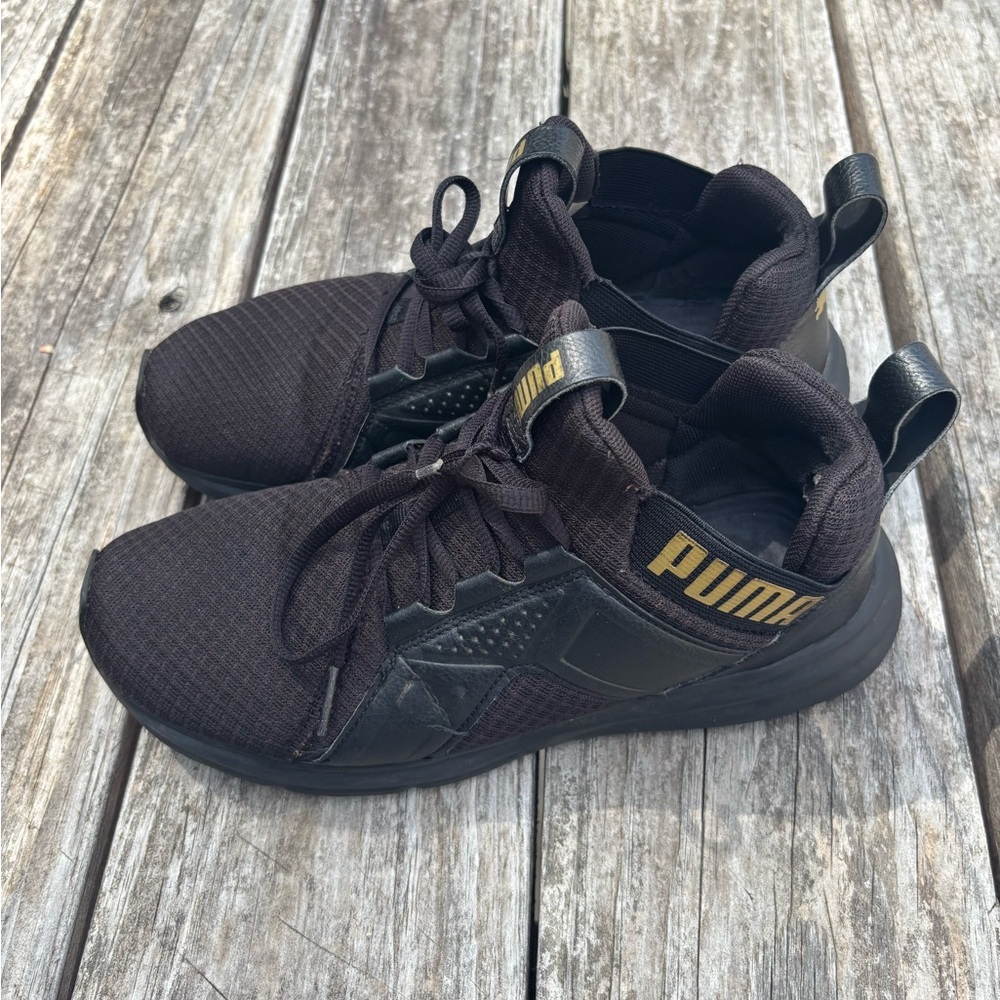 PUMA Men's Black and Gold Sneakers - Picture 2 of 7